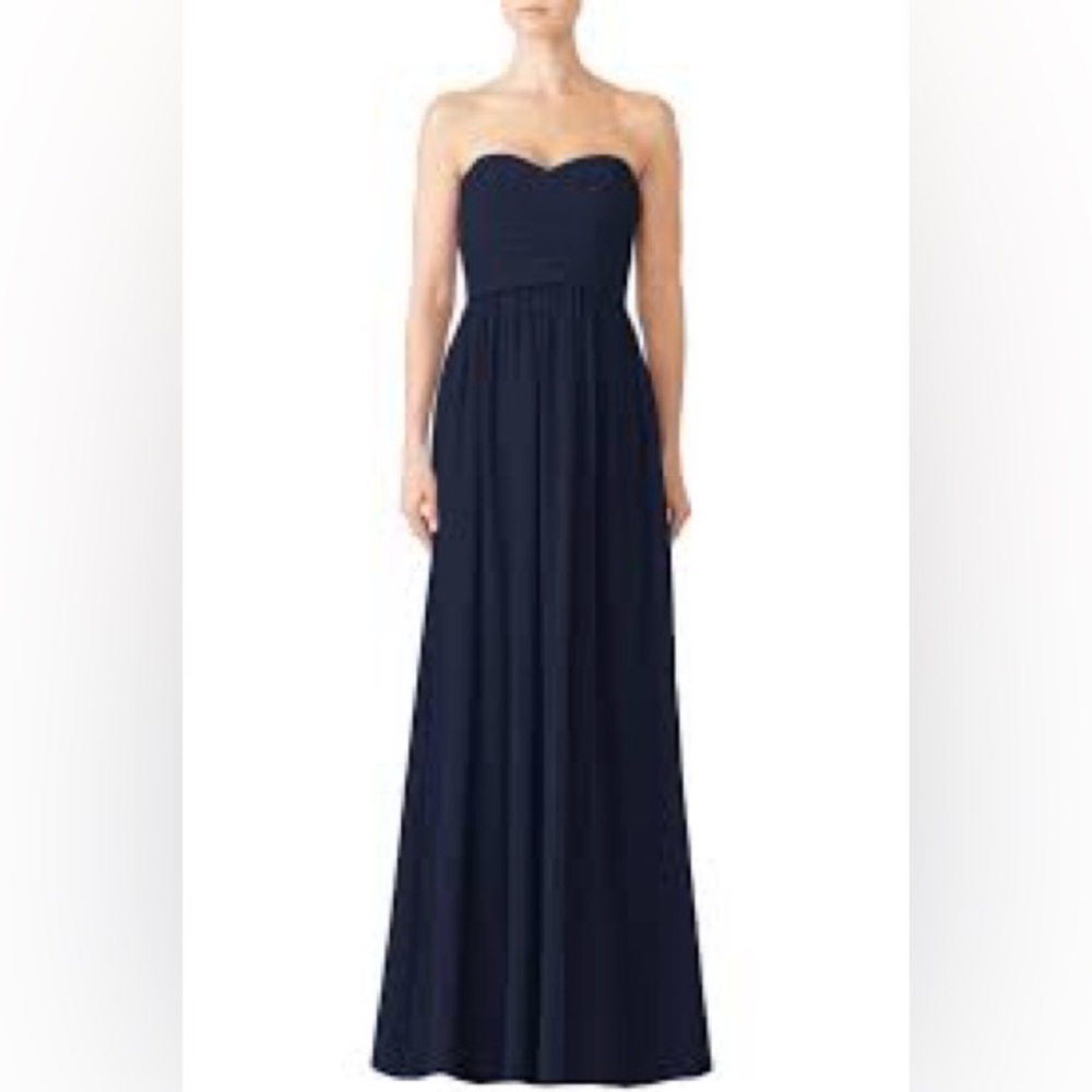 Monique Lhuillier Madeline Strapless Gown Navy Blue Size 6